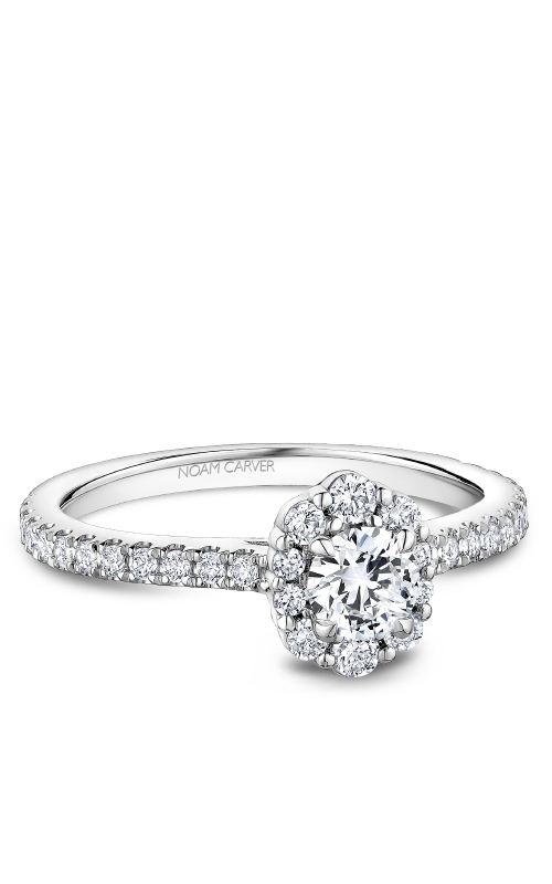 14kt White gold 0.33ct Round halo solitaire