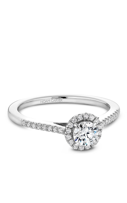 14kt White gold 0.33ct Round halo solitaire