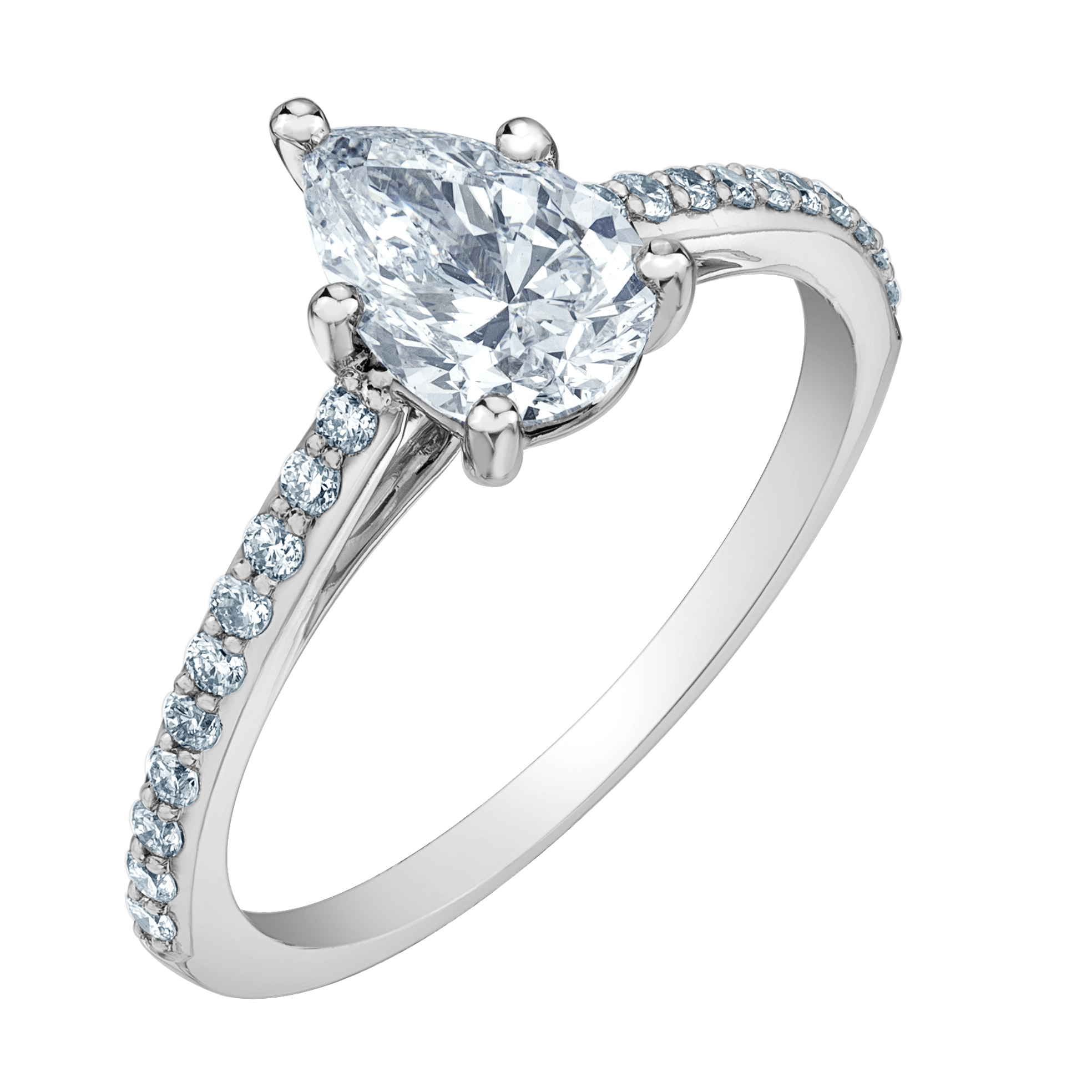 1.00ct, VS-1 clarity, E color, Pear cut lab grown diamond center