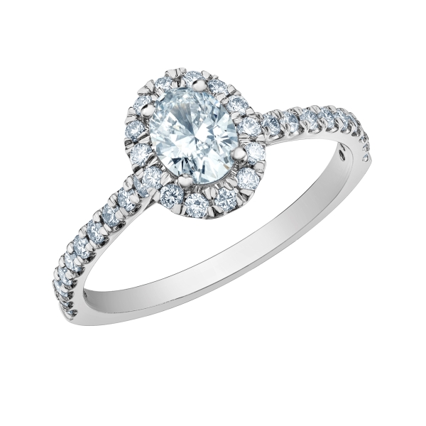 0.50ct, VS-2 clarity, D color, oval lab grown diamond center