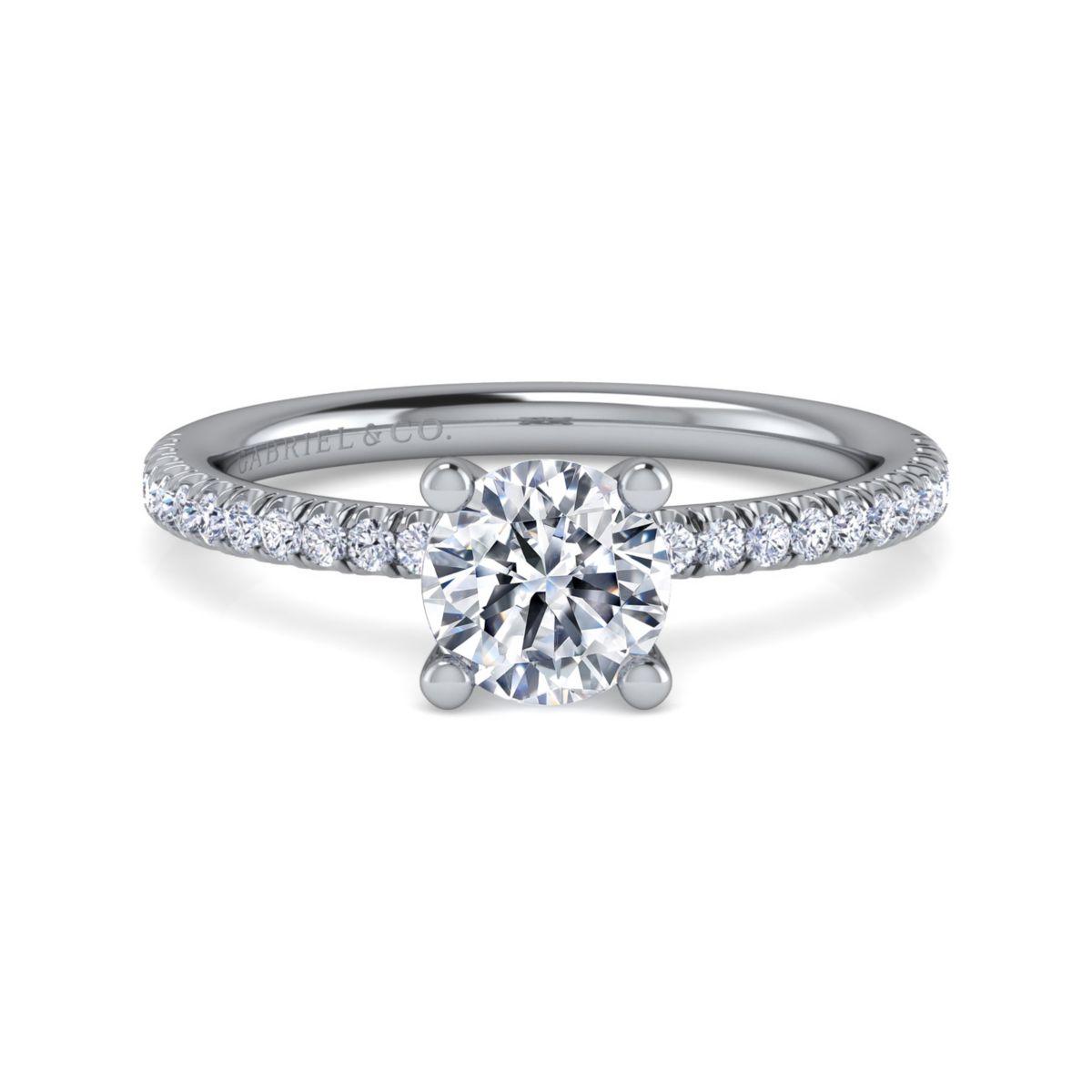 14K White Gold Round Diamond Engagement Ring