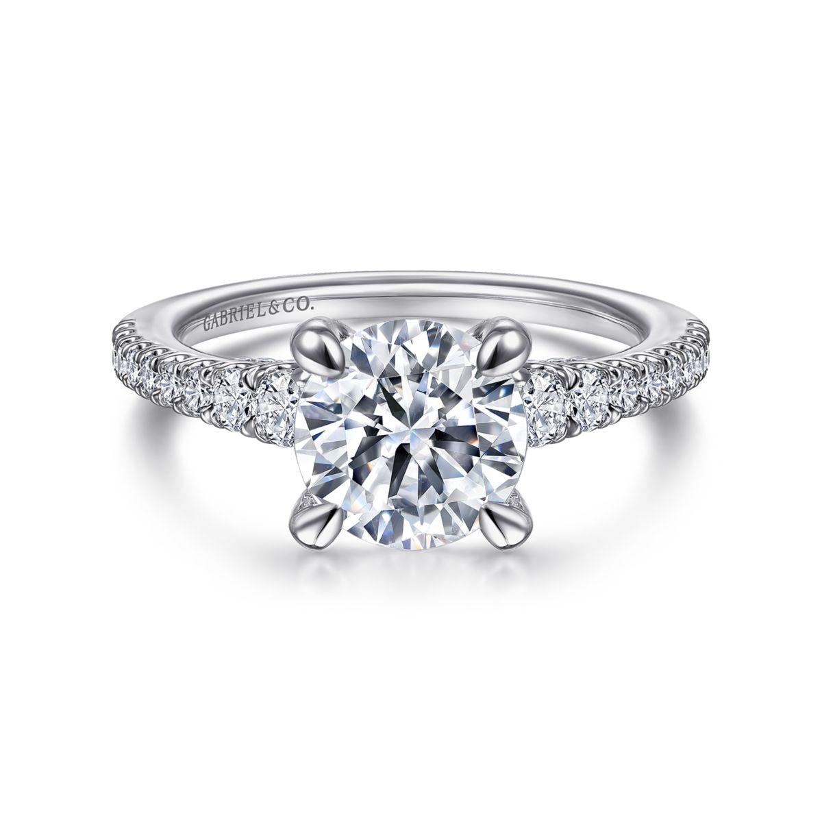 14K White Gold Round Diamond Engagement Ring