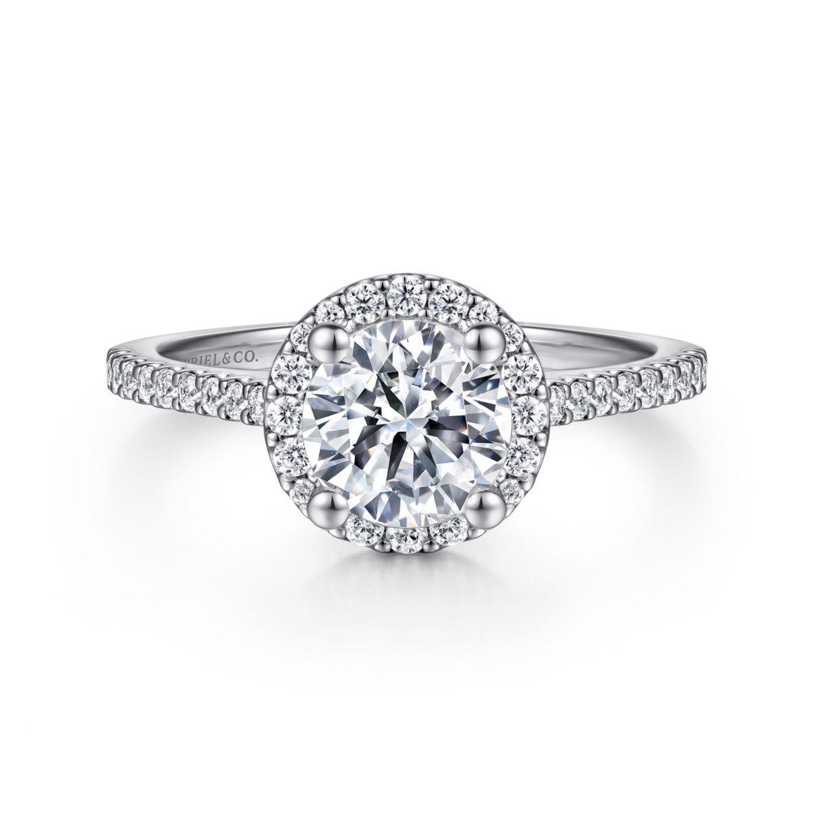 14K White Gold Round Halo Diamond Engagement Ring 14K White Gold Round Halo Diamond Engagement Ring