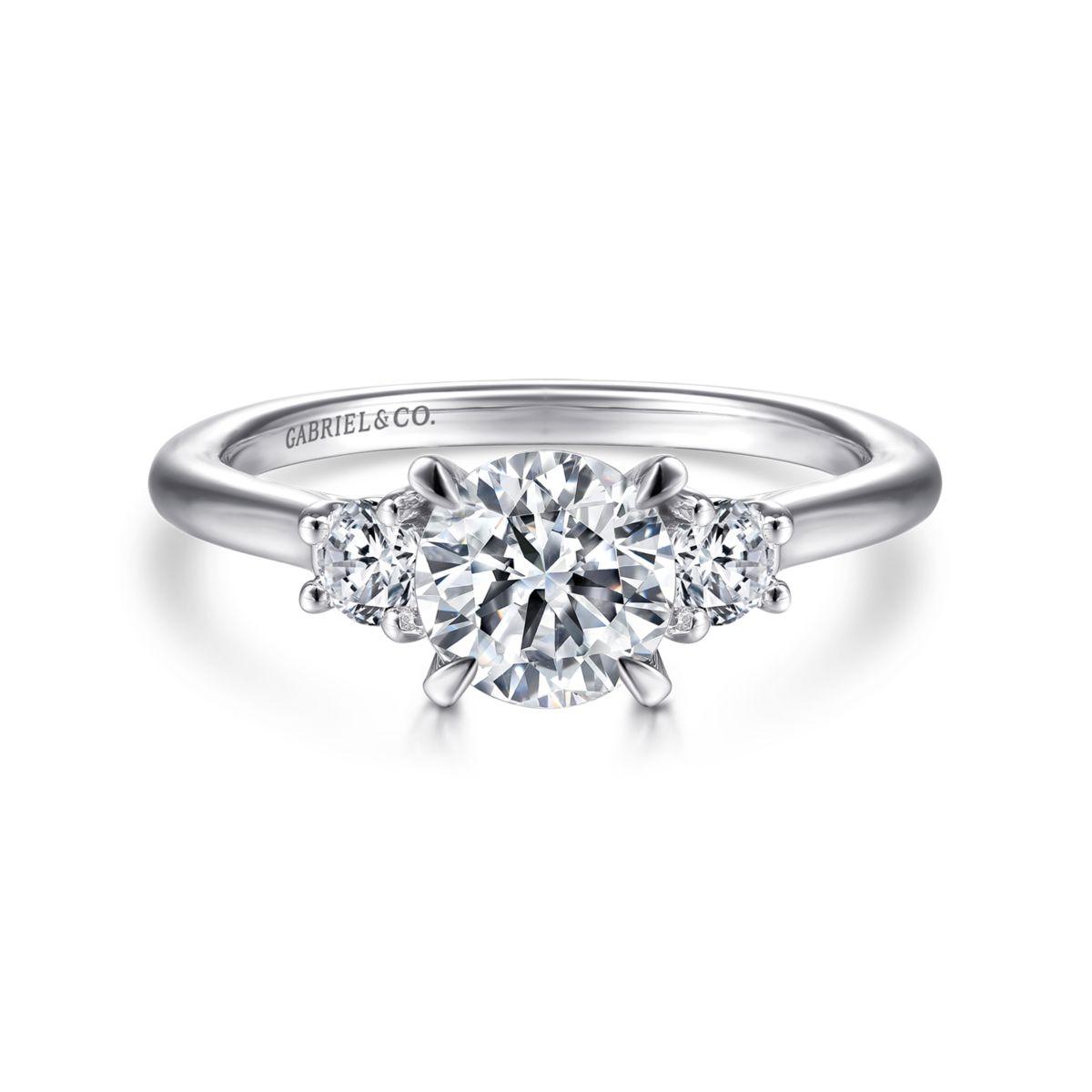 14K White Gold Round 3 Stone Diamond Engagement Ring 14K White Gold Round 3 Stone Diamond Engagement Ring