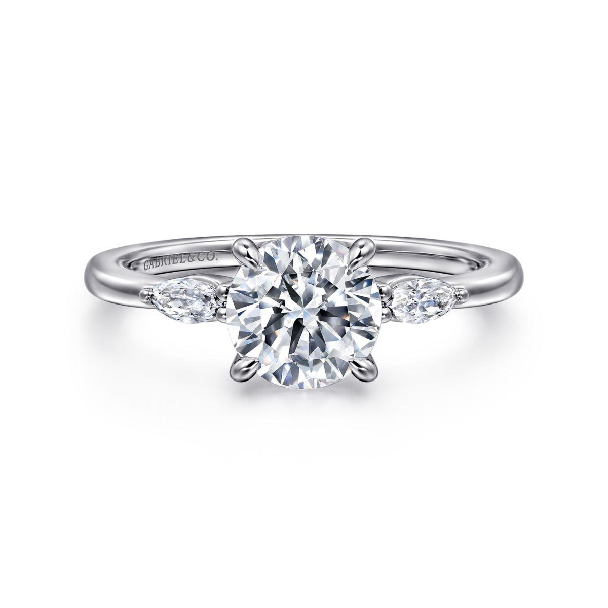 14K White Gold Round Three Stone Diamond Engagement Ring 14K White Gold Round Three Stone Diamond Engagement Ring
