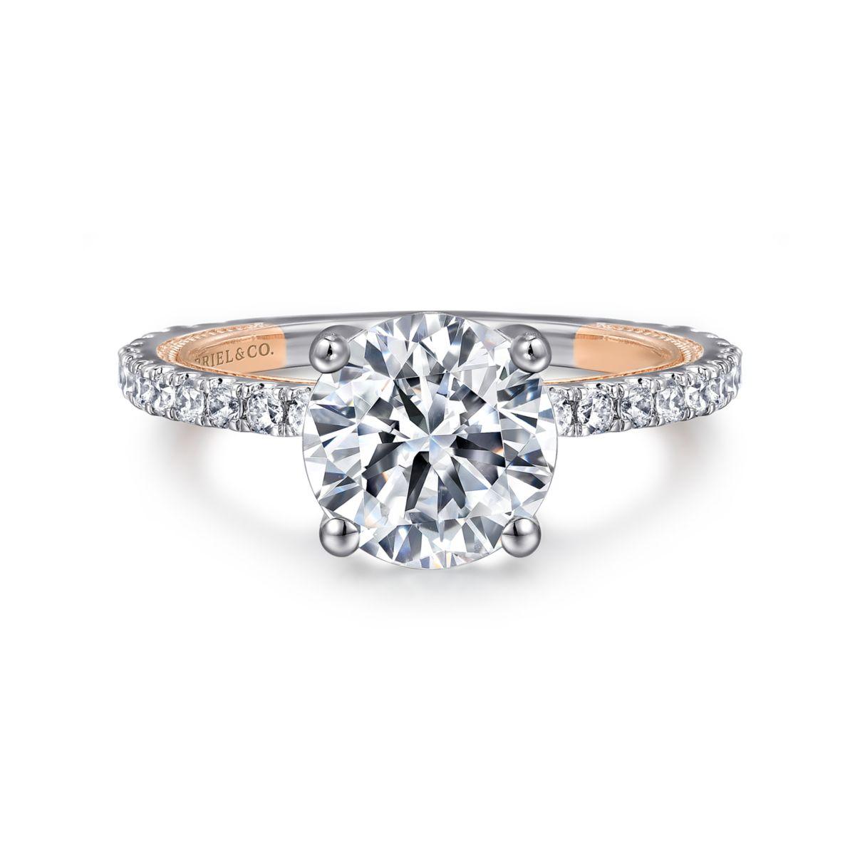 14K White-Rose Gold Round Diamond Engagement Ring 14K White-Rose Gold Round Diamond Engagement Ring