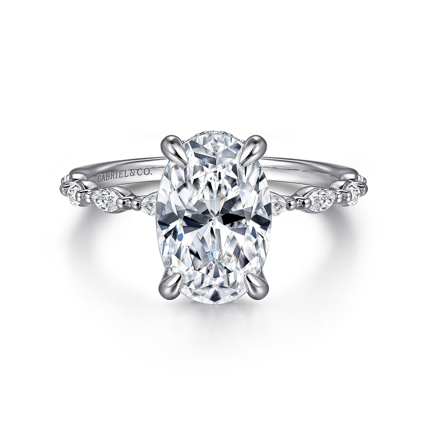14K White Gold Oval Hidden Halo Diamond Engagement Ring 14K White Gold Oval Hidden Halo Diamond Engagement Ring