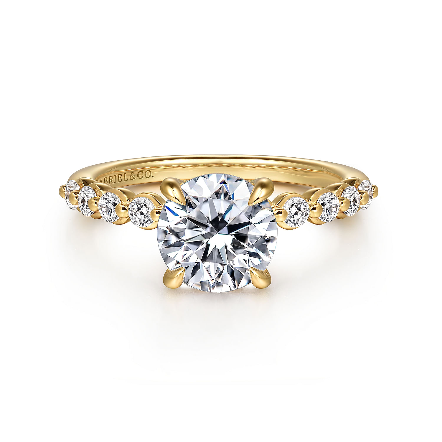 14K Yellow Gold Round Diamond Engagement Ring
