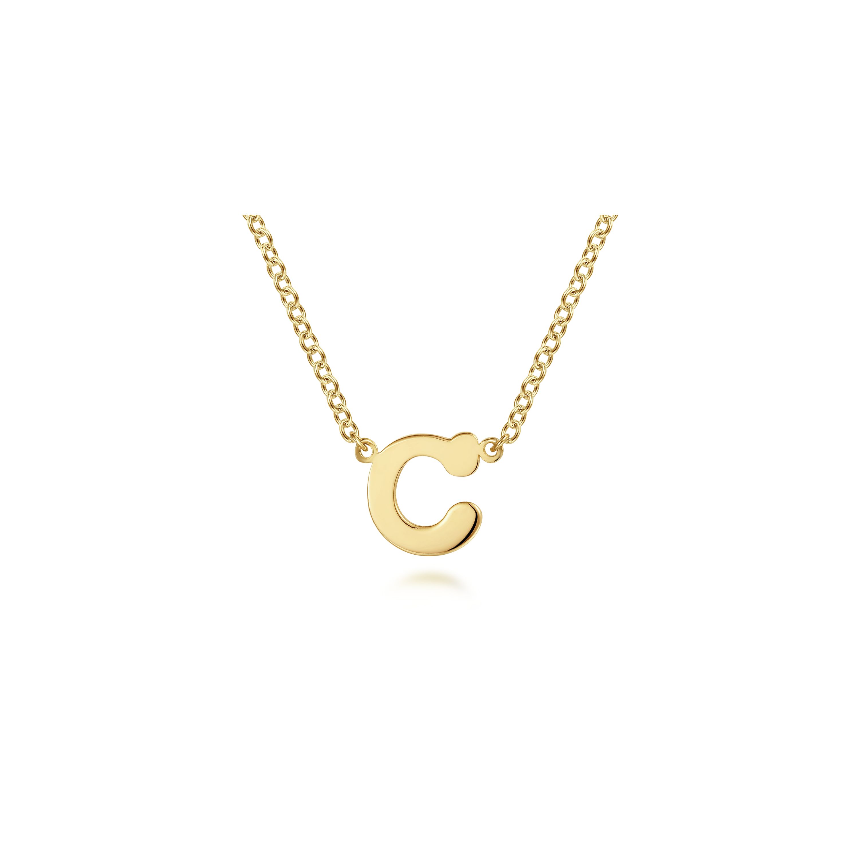 14K Yellow Gold C Initial Necklace