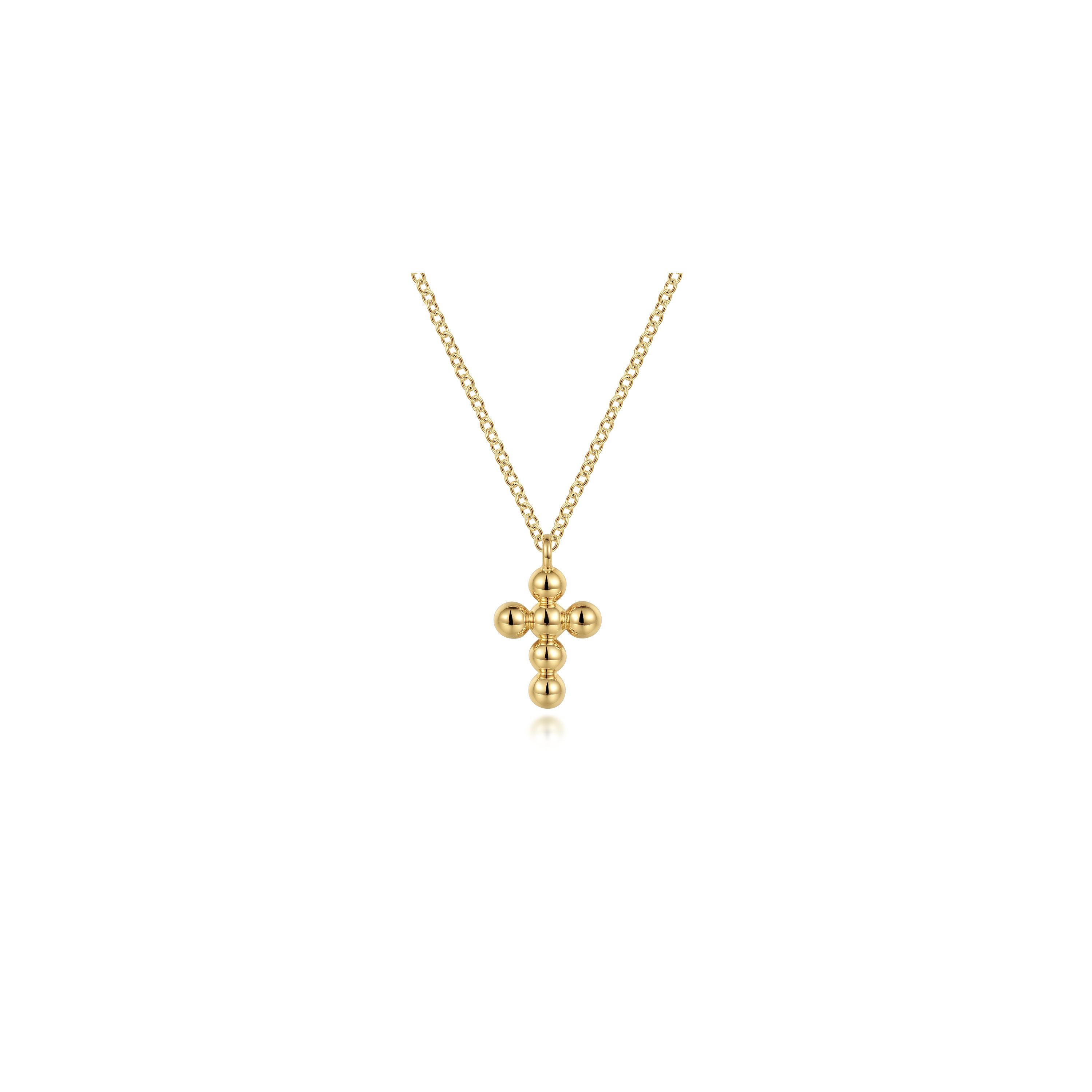 14K Yellow Gold Bujukan Cross Pendant Necklace
