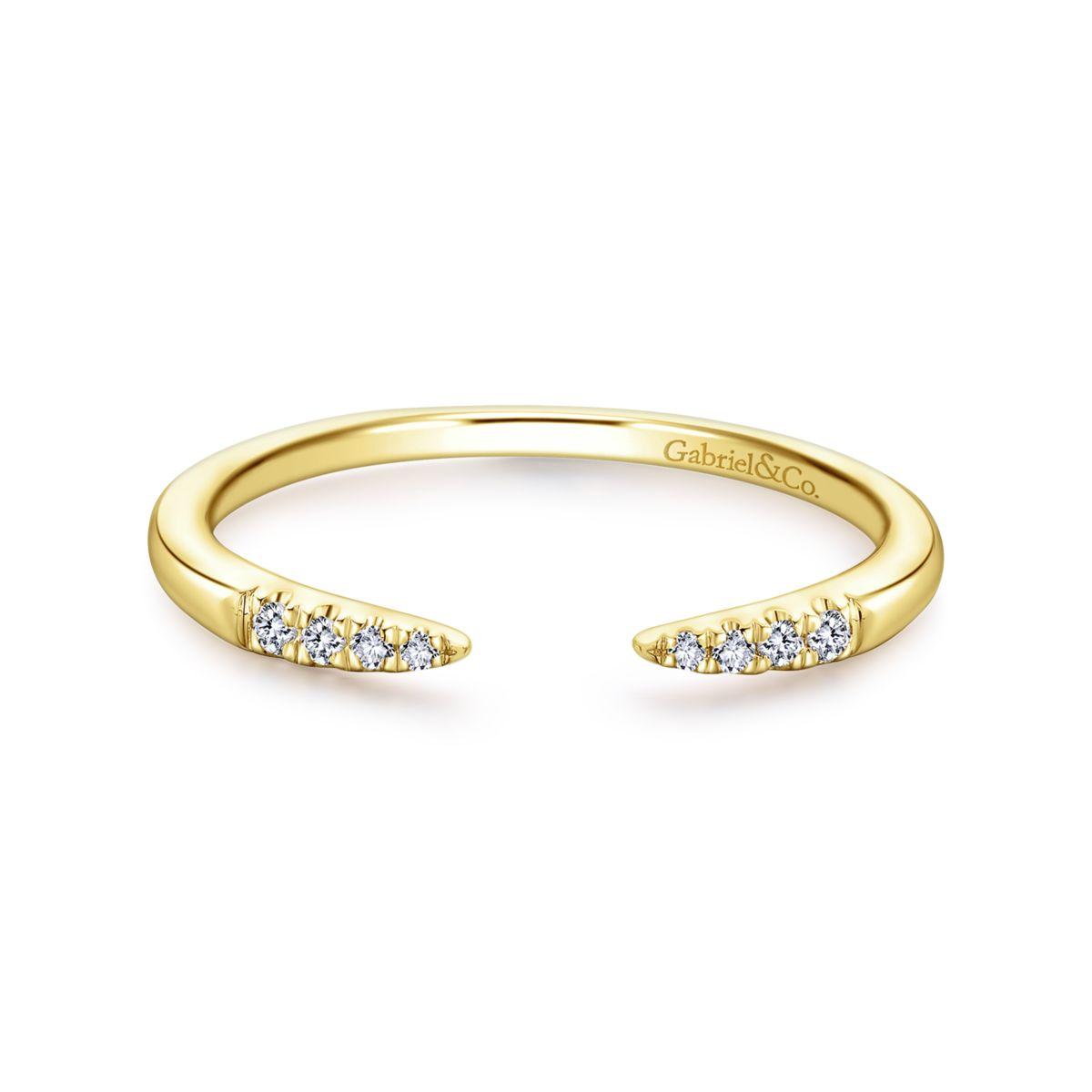14K Yellow Gold Open Diamond Tipped Stackable Ring 14K Yellow Gold Open Diamond Tipped Stackable Ring