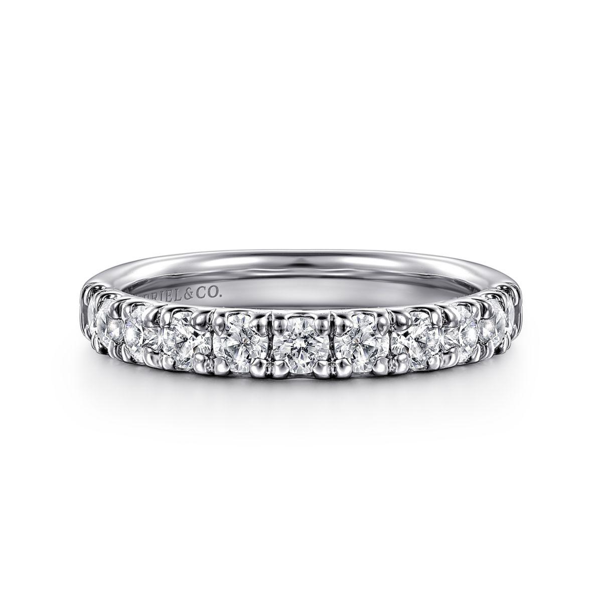 14K White Gold 11 Stone French Pave Diamond Wedding Band 14K White Gold 11 Stone French Pave Diamond Wedding Band