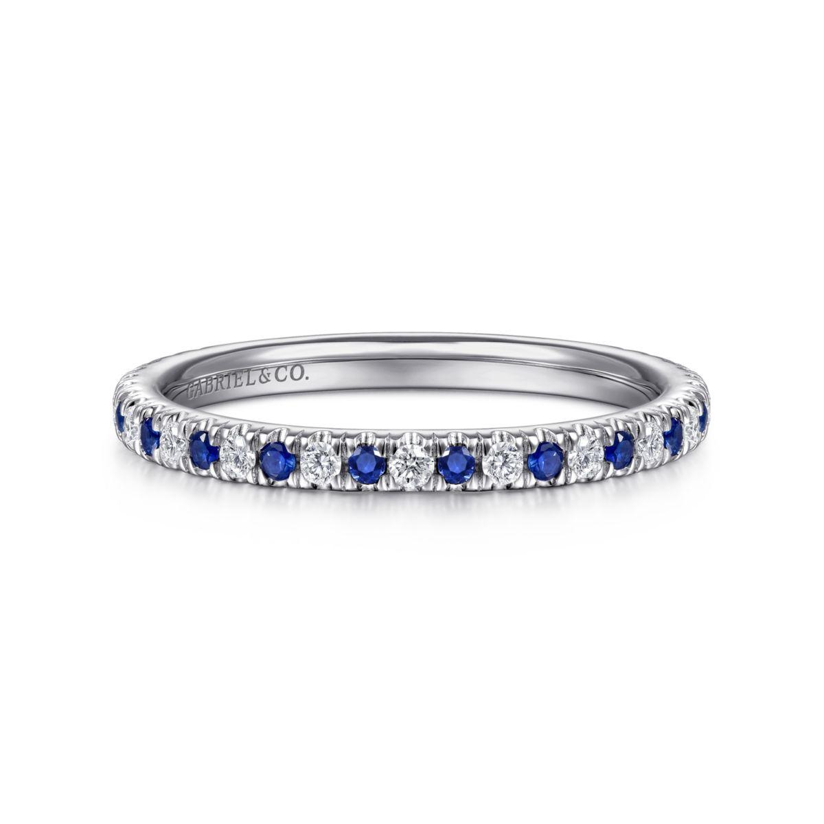 14K White Gold Diamond and Sapphire Anniversary Band 14K White Gold Diamond and Sapphire Anniversary Band