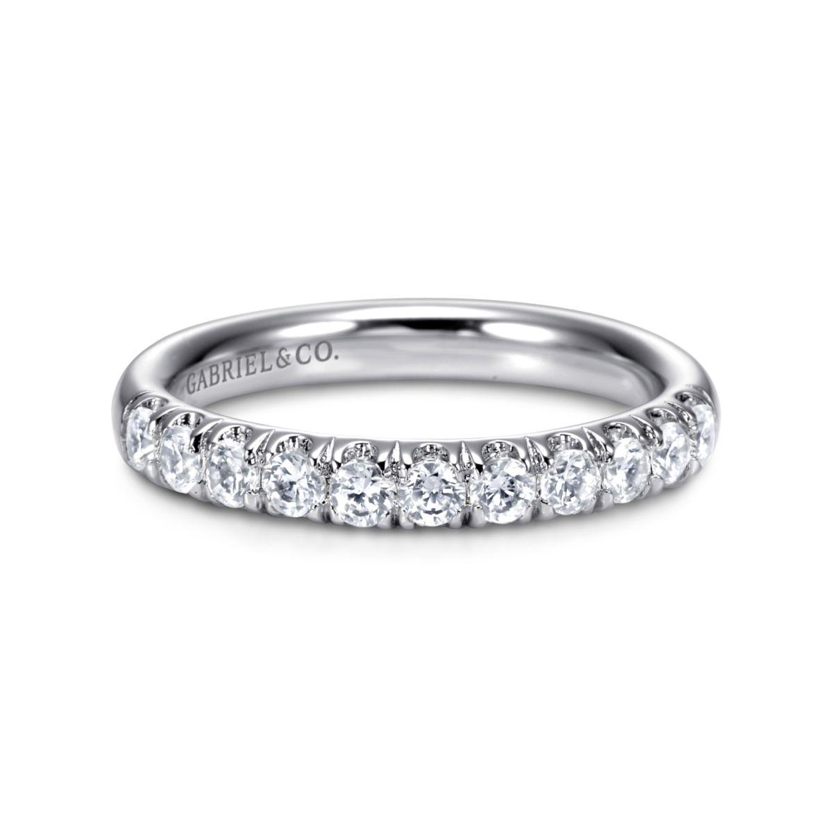14K White Gold 11 Stone French Pave Diamond Wedding Band 14K White Gold 11 Stone French Pave Diamond Wedding Band