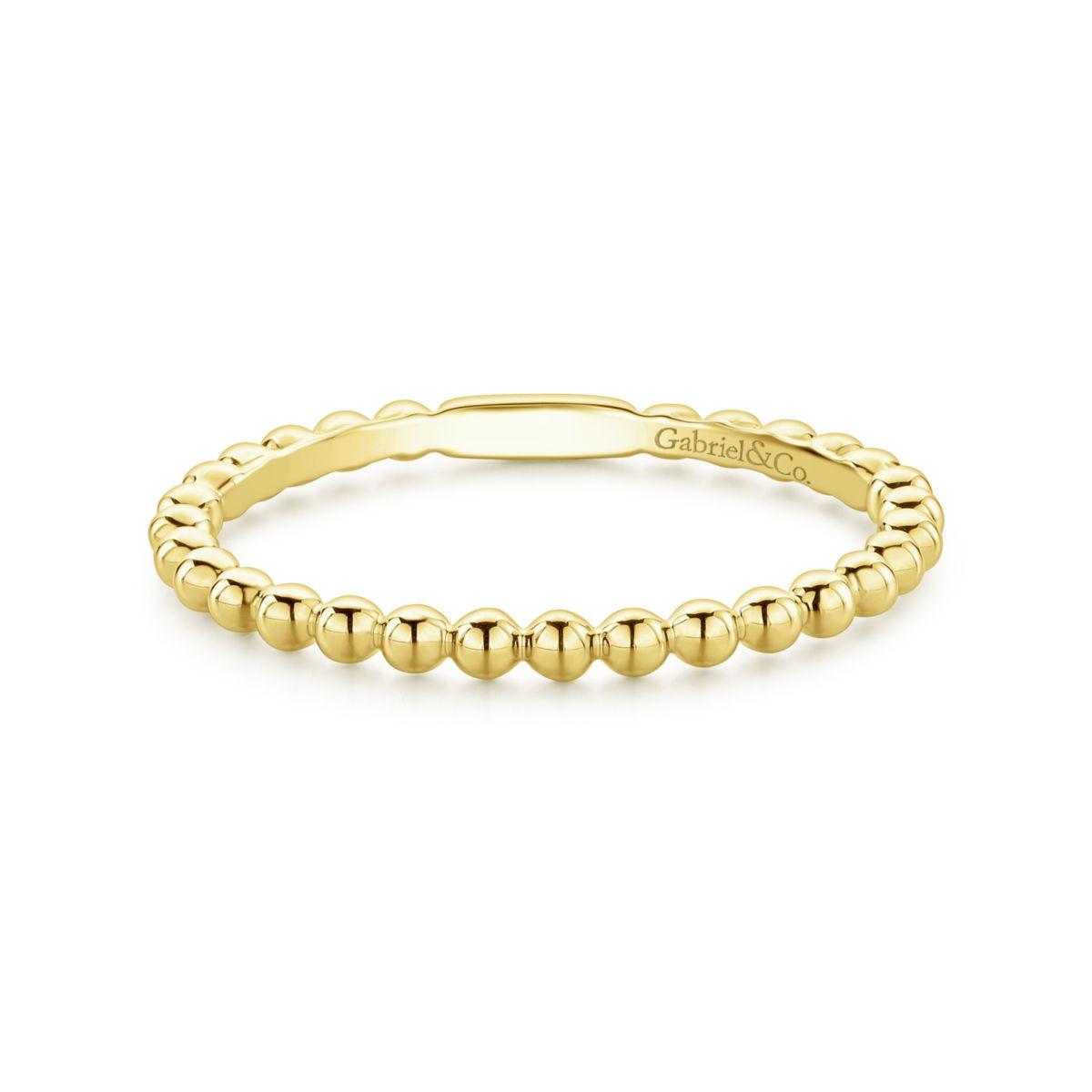 14K Yellow Gold Bujukan Beaded Stackable Ring