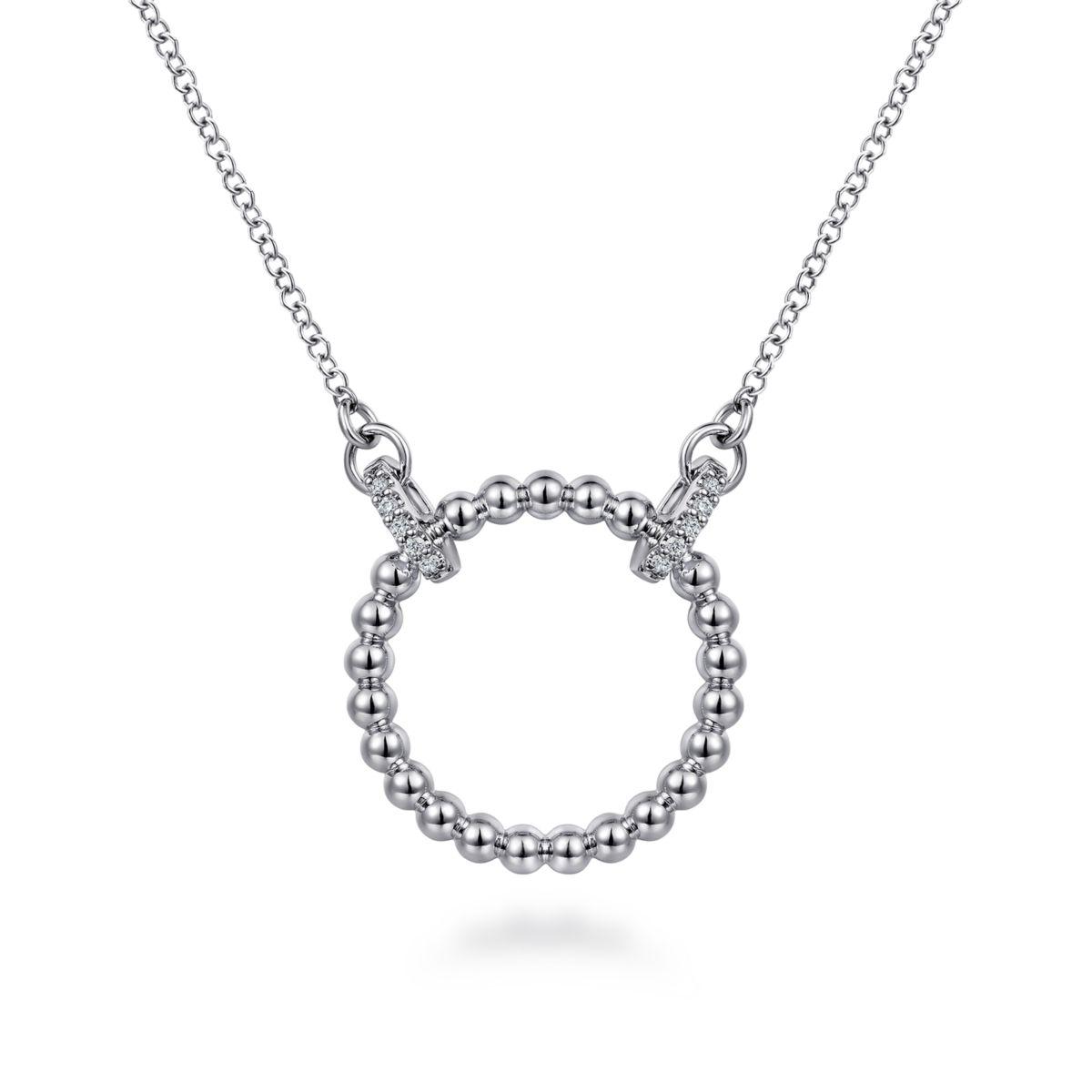 925 Sterling Silver Bujukan White Sapphire Open Circle Pendant Necklace