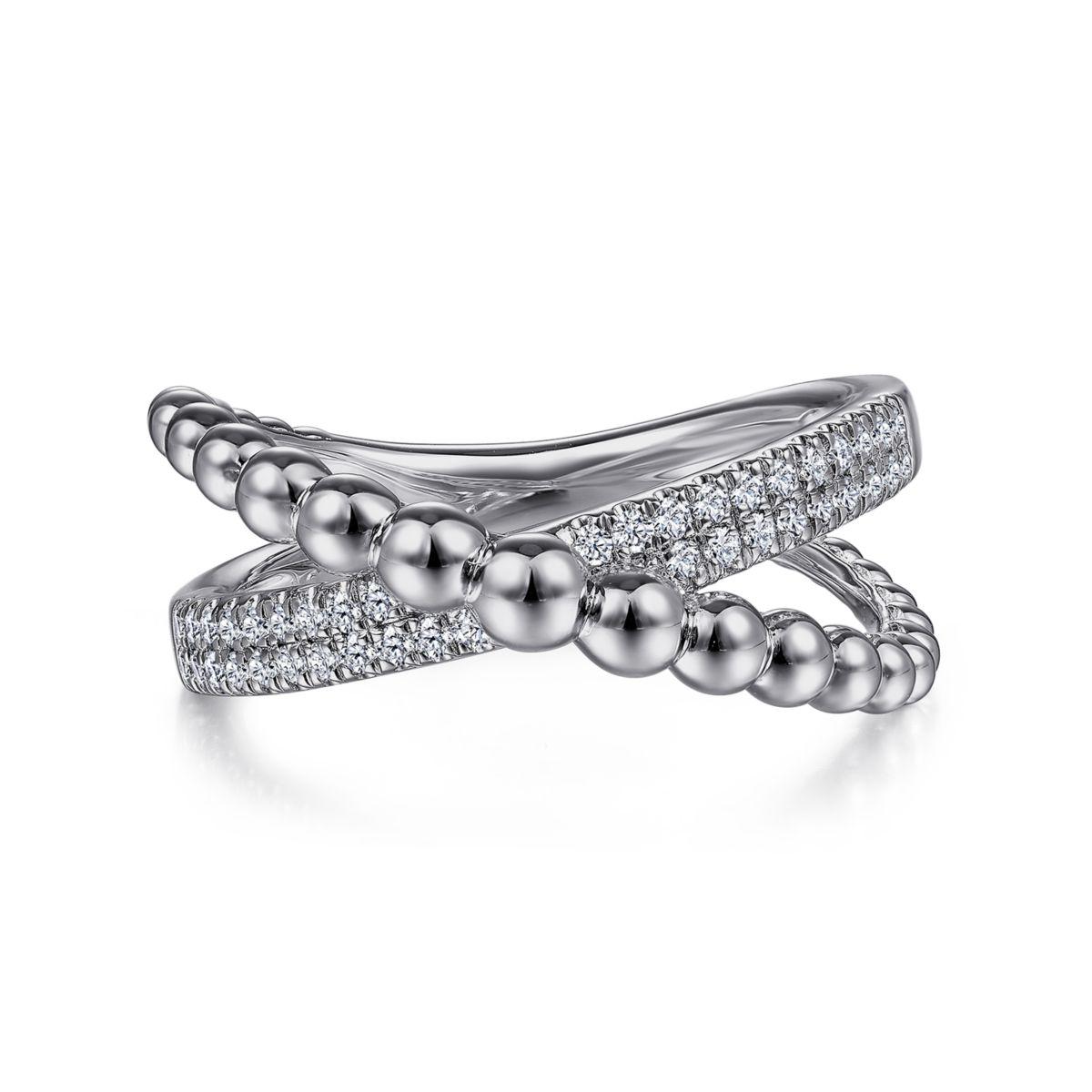 925 Sterling Silver White Sapphire Bujukan Criss Cross Ring 925 Sterling Silver White Sapphire Bujukan Criss Cross Ring