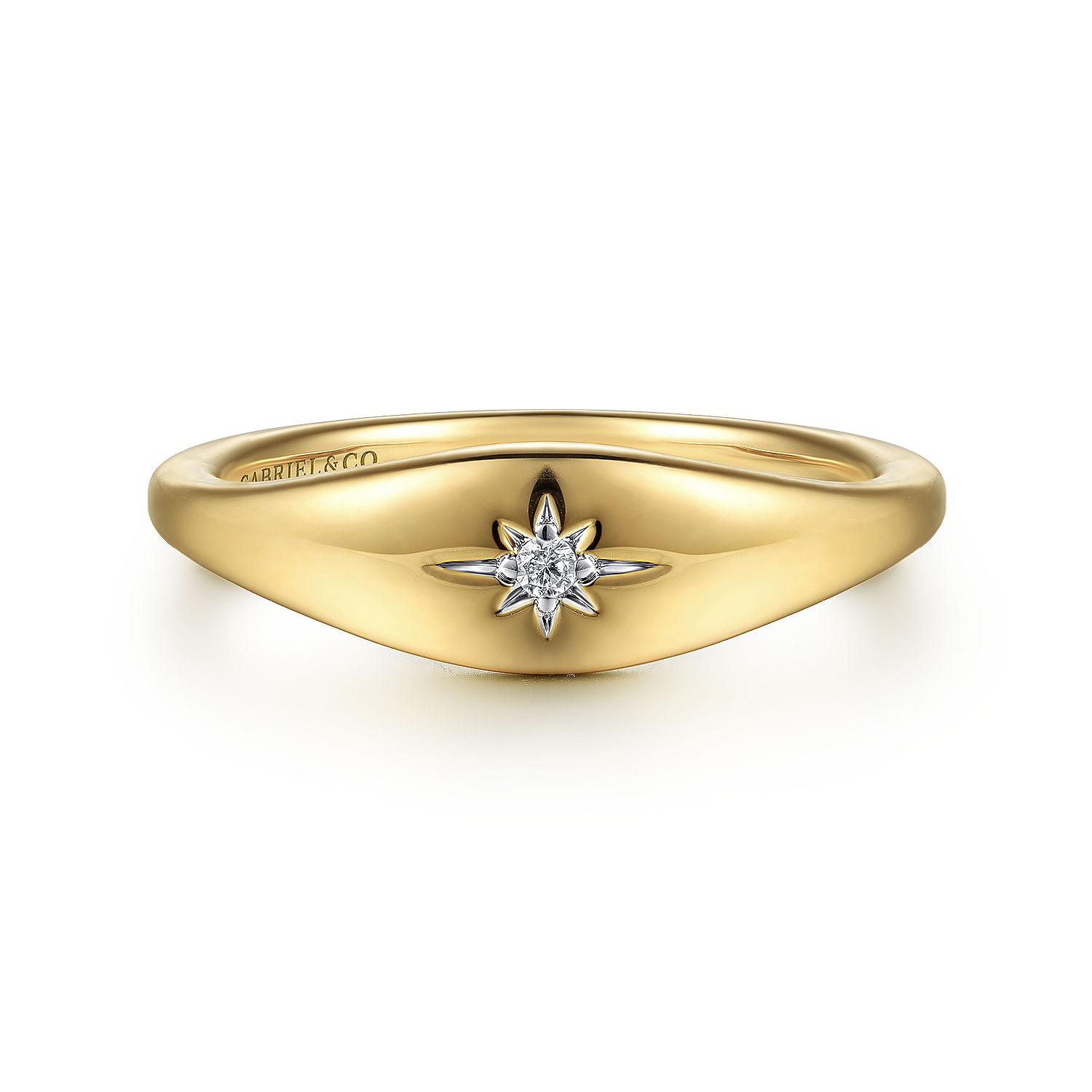 14K Yellow Gold Diamond Starburst Signet Ring 14K Yellow Gold Diamond Starburst Signet Ring
