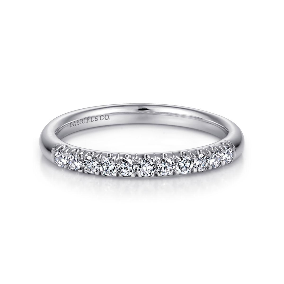 14K White Gold 11 Stone French Pave Diamond Wedding Band 14K White Gold 11 Stone French Pave Diamond Wedding Band