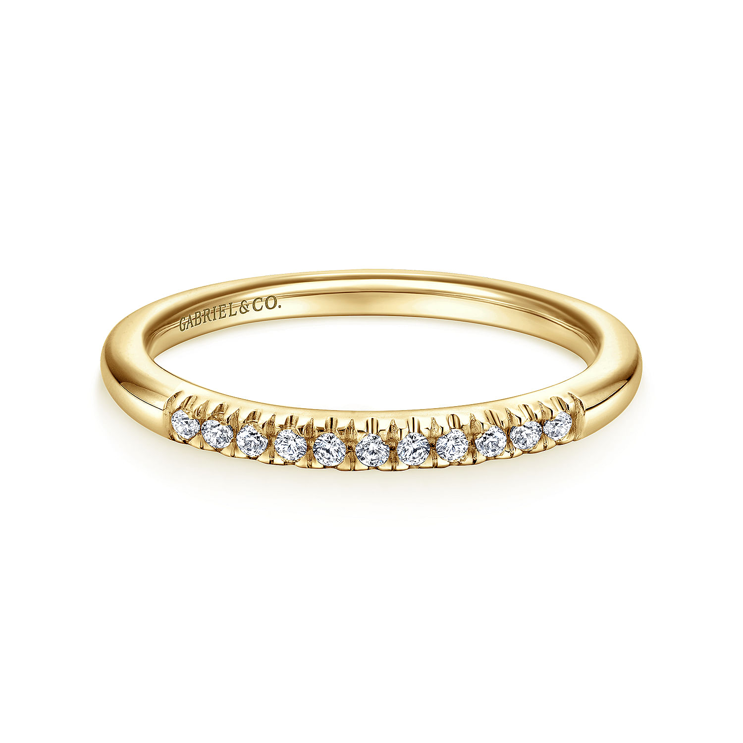 14K Yellow Gold 11 Stone French Pave Set Diamond Wedding Band 14K Yellow Gold 11 Stone French Pave Set Diamond Wedding Band