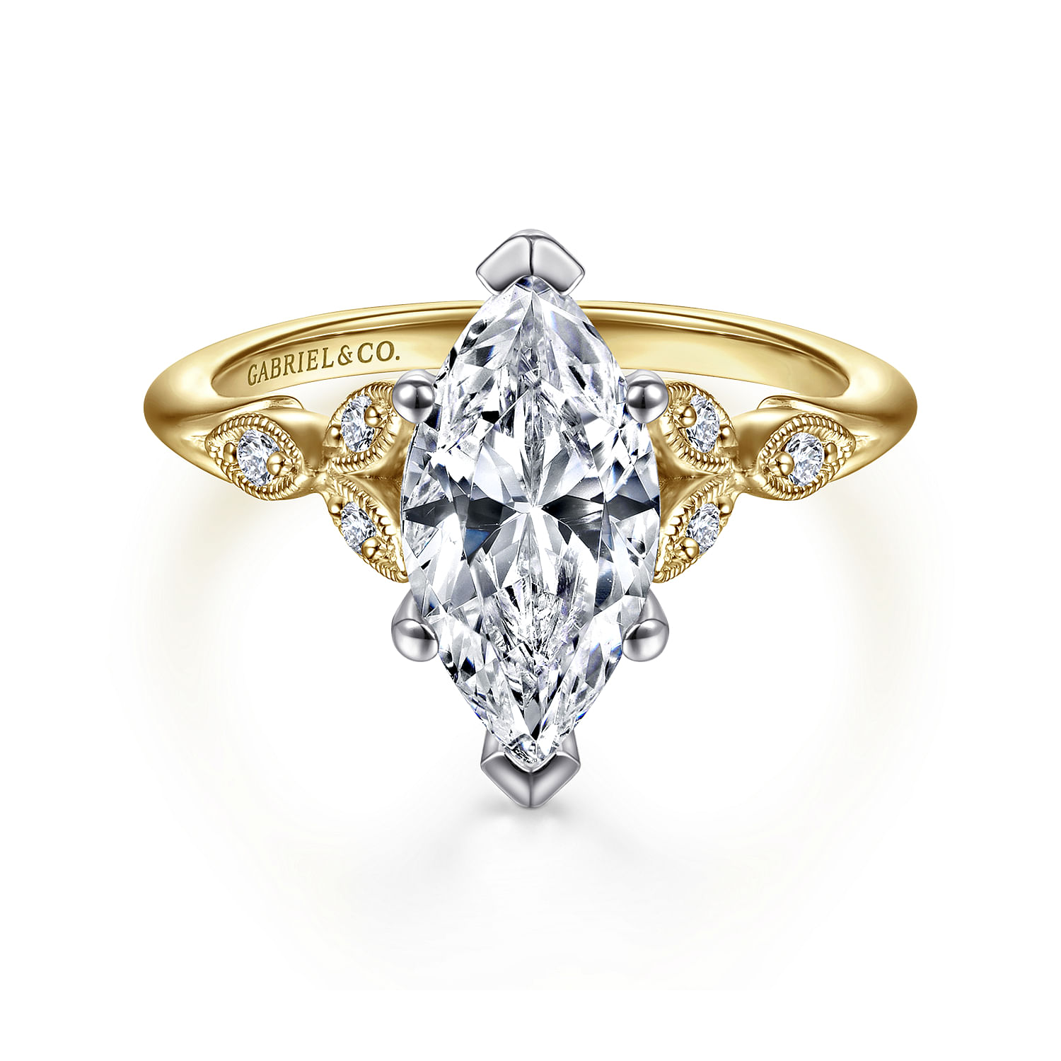 14K Mix Of White And Yellow Gold Diamond Engagement Ring 14K Mix Of White And Yellow Gold Diamond Engagement Ring