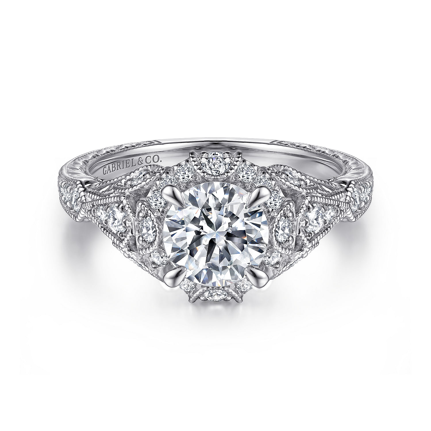 14K White Gold Diamond Engagement Ring