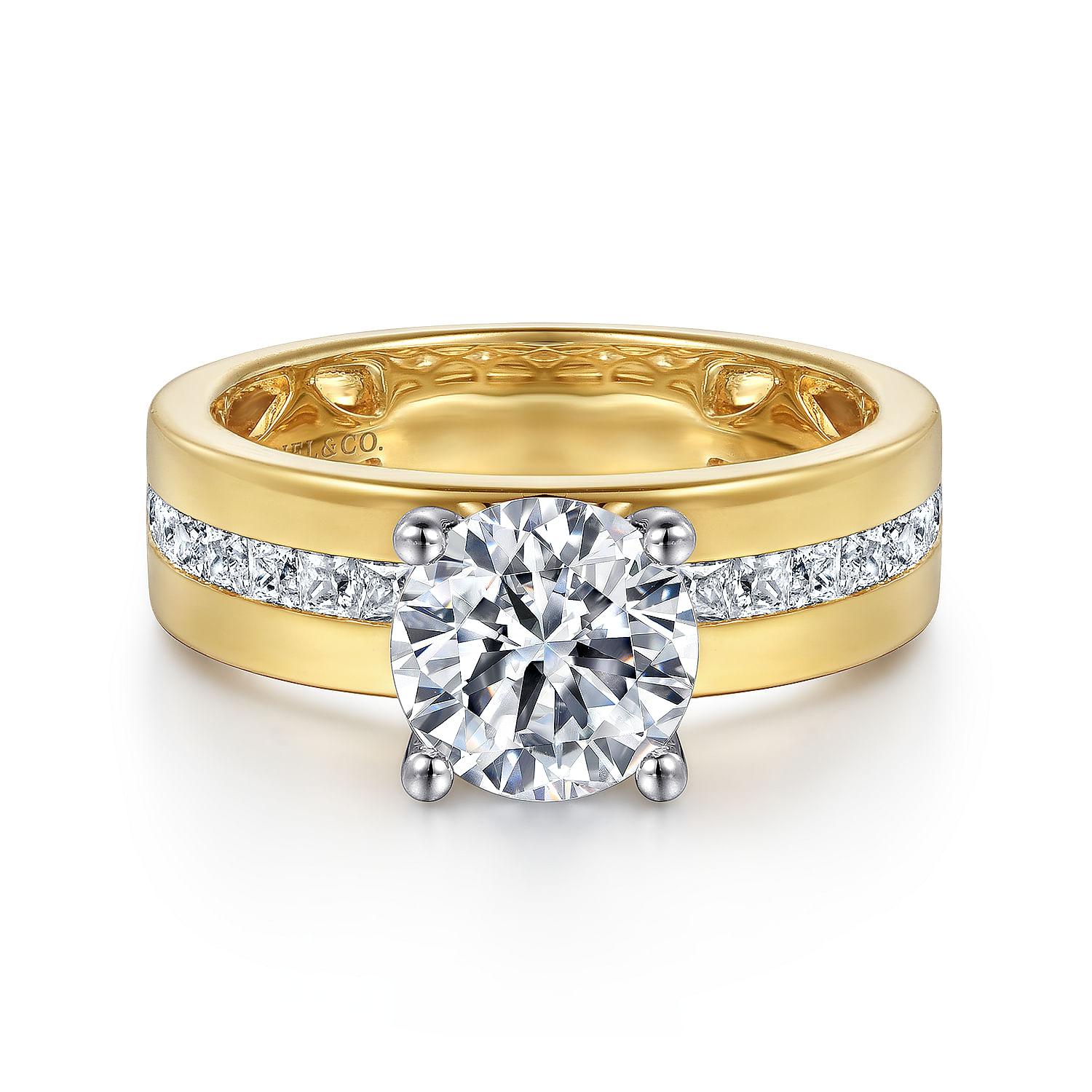 14K Mix Of White And Yellow Gold Diamond Engagement Ring
