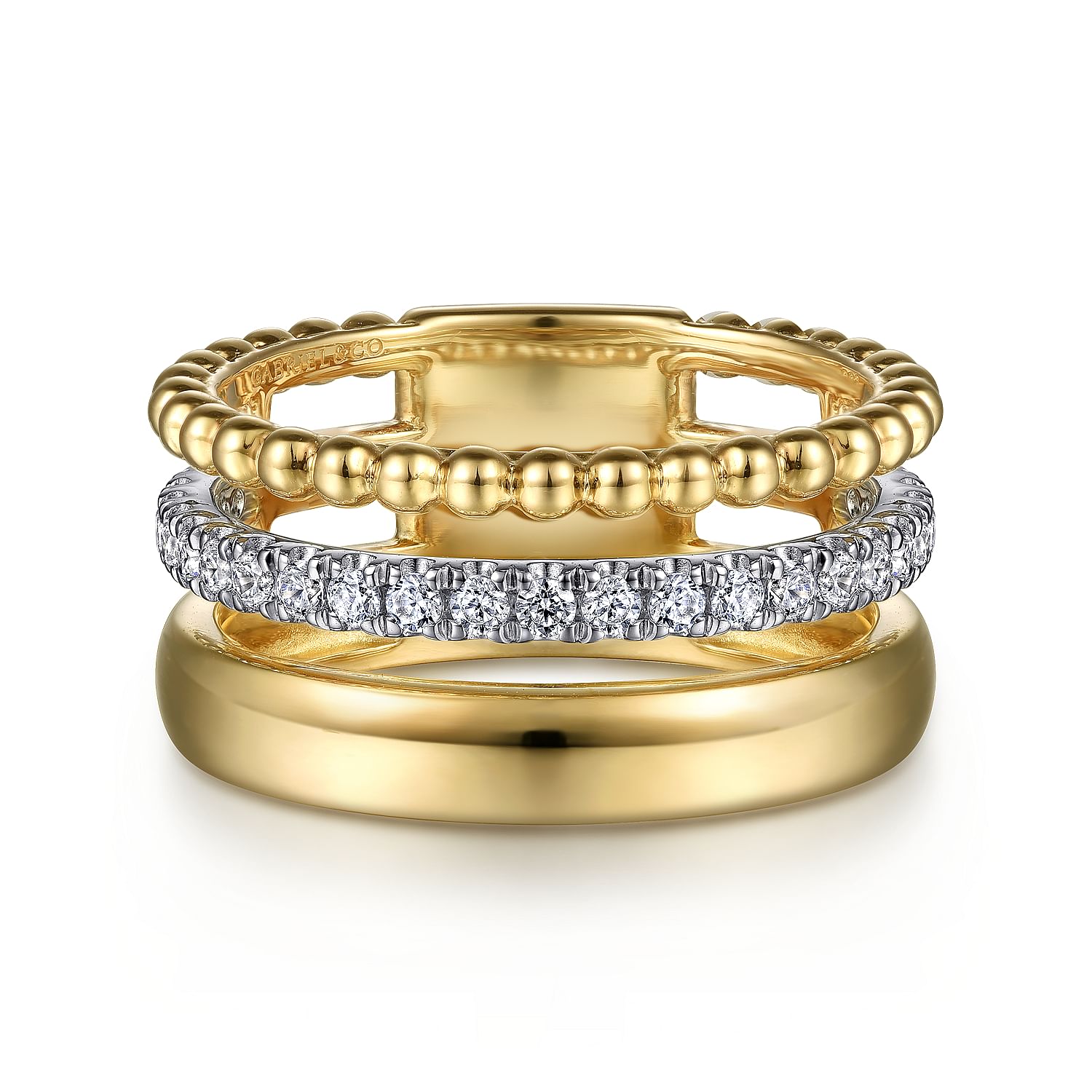 14K White & Yellow Gold Diamond Bujukan Easy Stackable Ring 14K White & Yellow Gold Diamond Bujukan Easy Stackable Ring