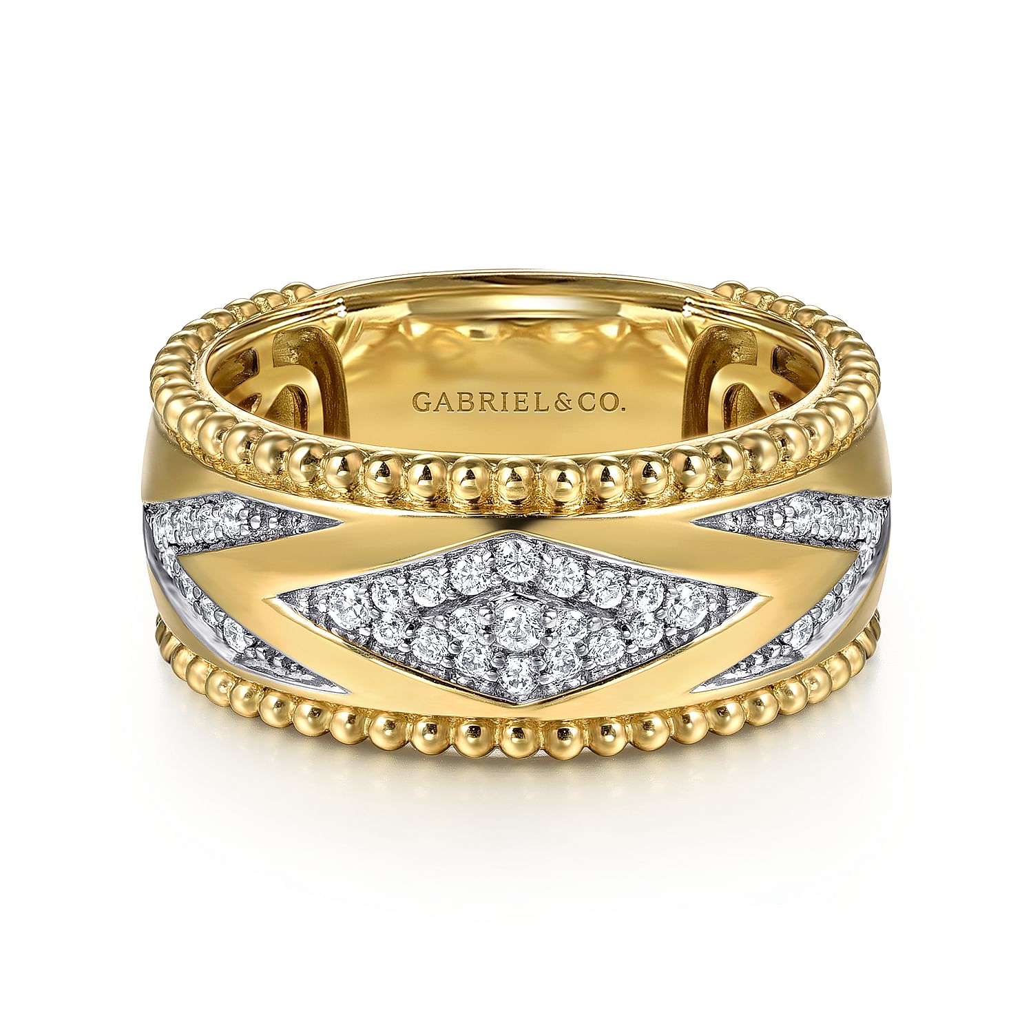 14K Yellow Gold Bujukan Diamond Wide Band Ring 14K Yellow Gold Bujukan Diamond Wide Band Ring