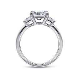 14K White Gold Princess Cut Three Stone Diamond Engagement Ring thumbnail 3