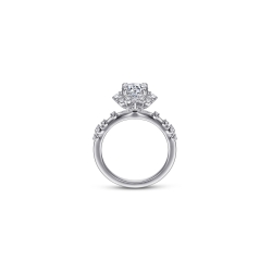14K White Gold Fancy Halo Round Diamond Engagement Ring thumbnail 2
