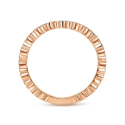 14K Rose Gold Scalloped Stackable Diamond Band Ring thumbnail 3