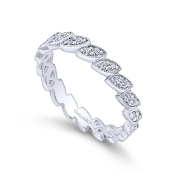14K White Gold Millgrained Marquise Stackable Diamond Ring thumbnail 2