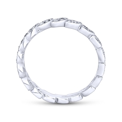 14K White Gold Millgrained Marquise Stackable Diamond Ring thumbnail 3