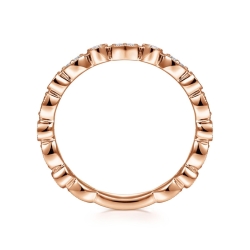 14K Rose Gold Marquise and Round Station Diamond Ring thumbnail 3