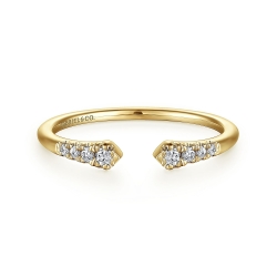 14K Yellow Gold Split Diamond Stackable Ring thumbnail 1