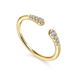 14K Yellow Gold Split Diamond Stackable Ring thumbnail 3