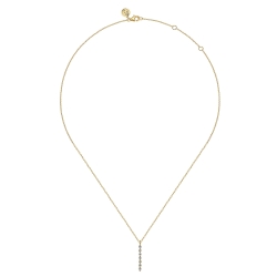 14K Yellow Gold White Sapphire Bar Necklace thumbnail 2