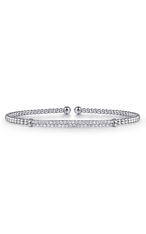 14K White Gold Bujukan Diamond Bar Split Bangle
