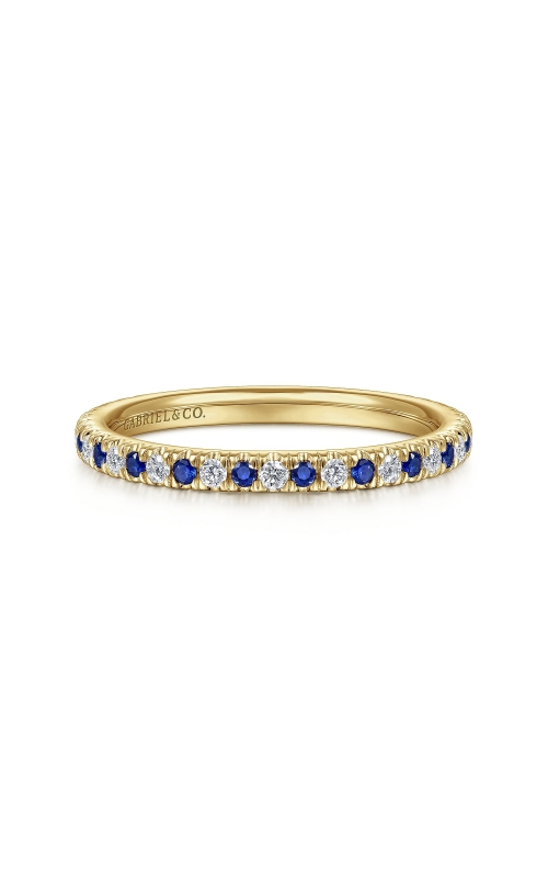 14K Yellow Gold Diamond and Sapphire Anniversary Band