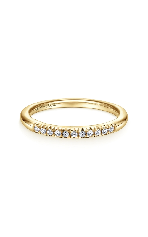 14K Yellow Gold 11 Stone French Pave Set Diamond Wedding Band