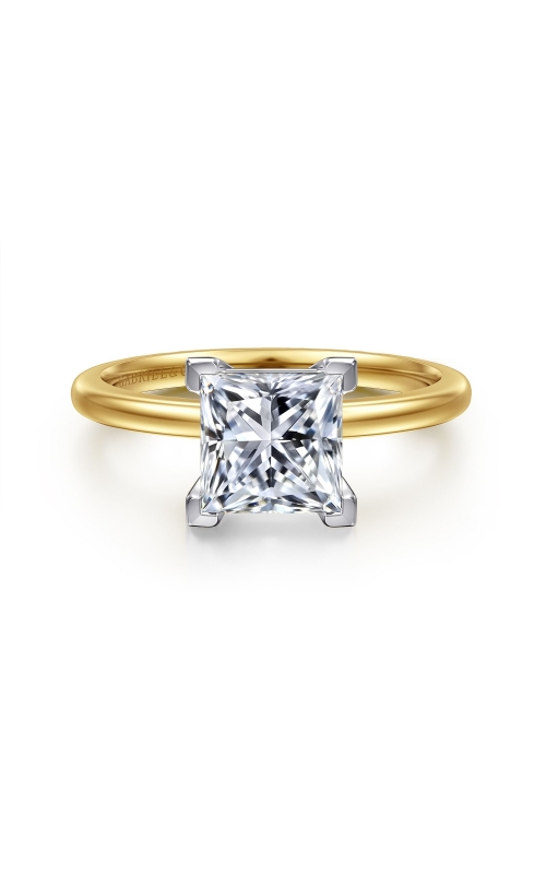 14K Mix of White and Yellow Gold Engagement Ring