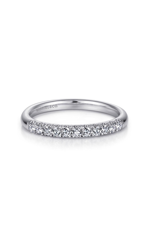 14K White Gold 11 Stone French Pave Diamond Wedding Band