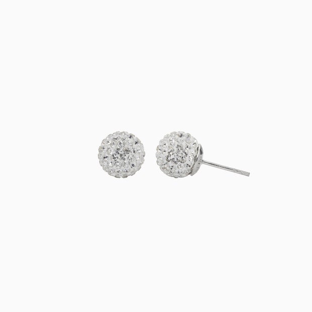 Medium Sparkle Ball Studs - White Medium Sparkle Ball Studs - White