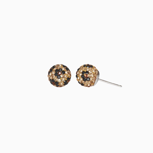 Medium Sparkle Ball Studs - Leopard