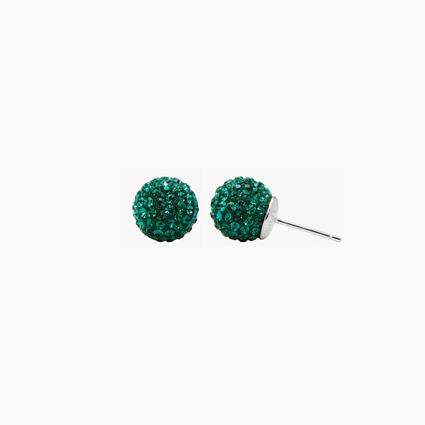Medium Sparkle Ball Studs - May Emerald Crystal Medium Sparkle Ball Studs - May Emerald Crystal