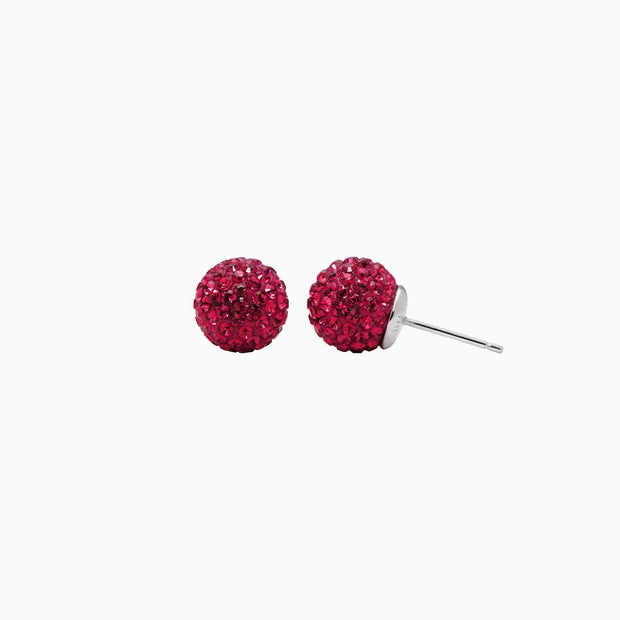 Medium Sparkle Ball Studs - July Ruby Crystal Medium Sparkle Ball Studs - July Ruby Crystal