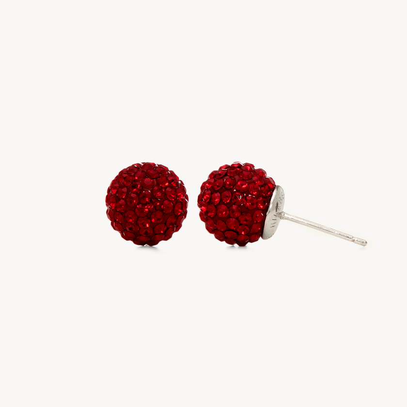 Medium Sparkle Ball Studs - January Burgundy Crystal Medium Sparkle Ball Studs - January Burgundy Crystal