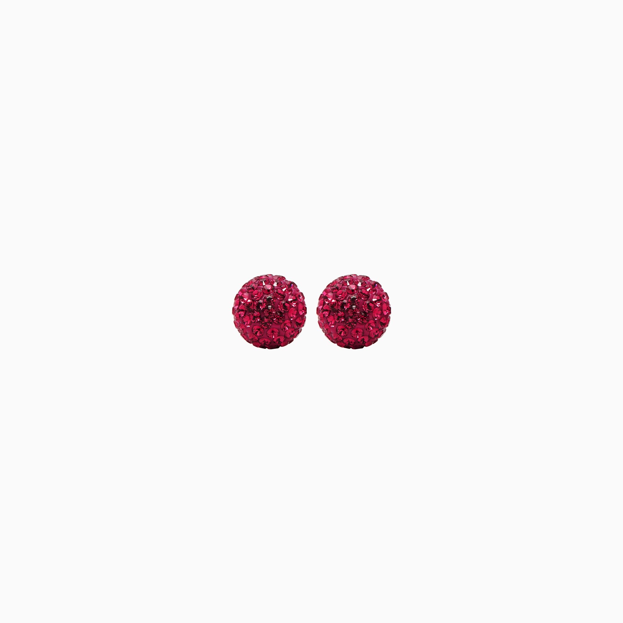 Small Sparkle Ball Studs - July Ruby Crystal Small Sparkle Ball Studs - July Ruby Crystal