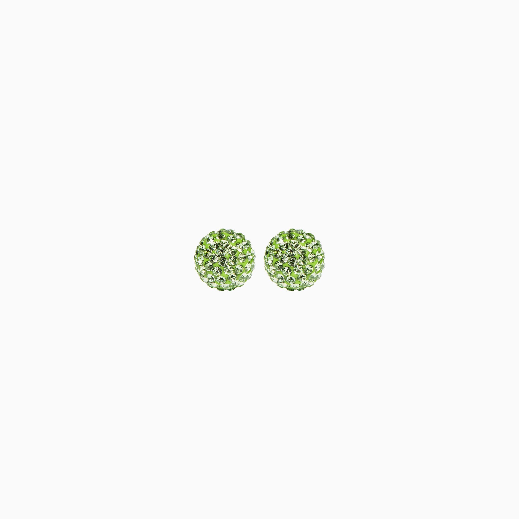 Small Sparkle Ball Studs - August Peridot Crystal Small Sparkle Ball Studs - August Peridot Crystal